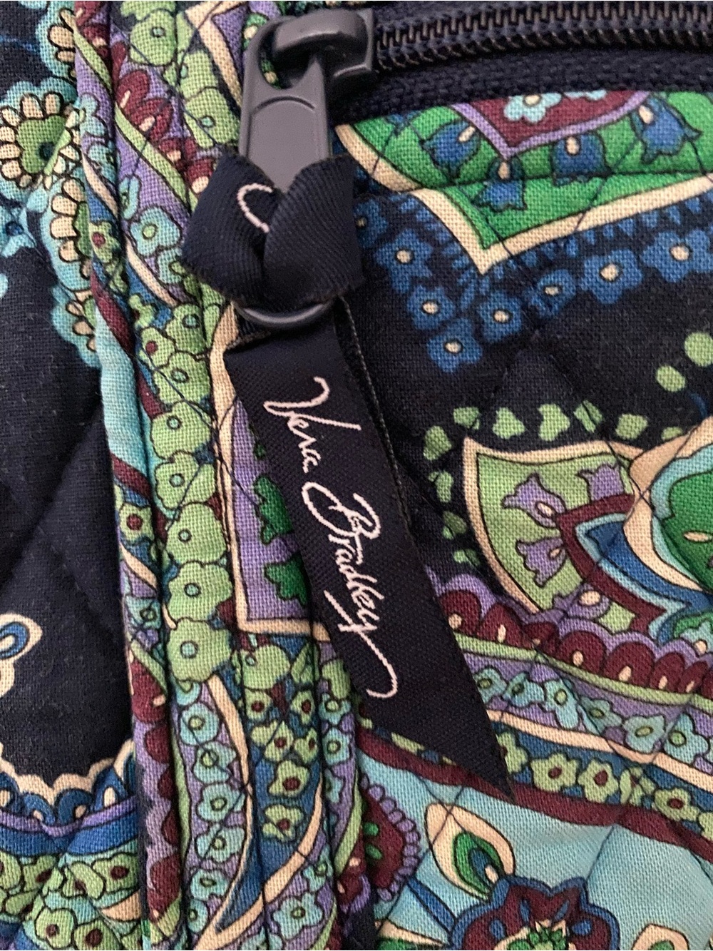 Vera Bradley Quilted Paisley Tote in Navy, Teal & Green - Picture 4 of 7